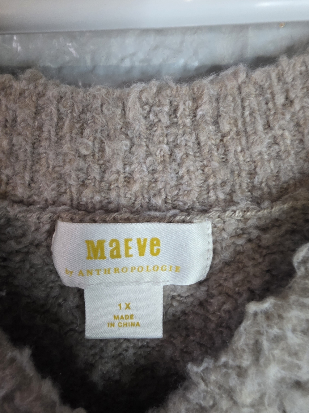 Anthropologie Cozy Beige Chunky Knit Sweater